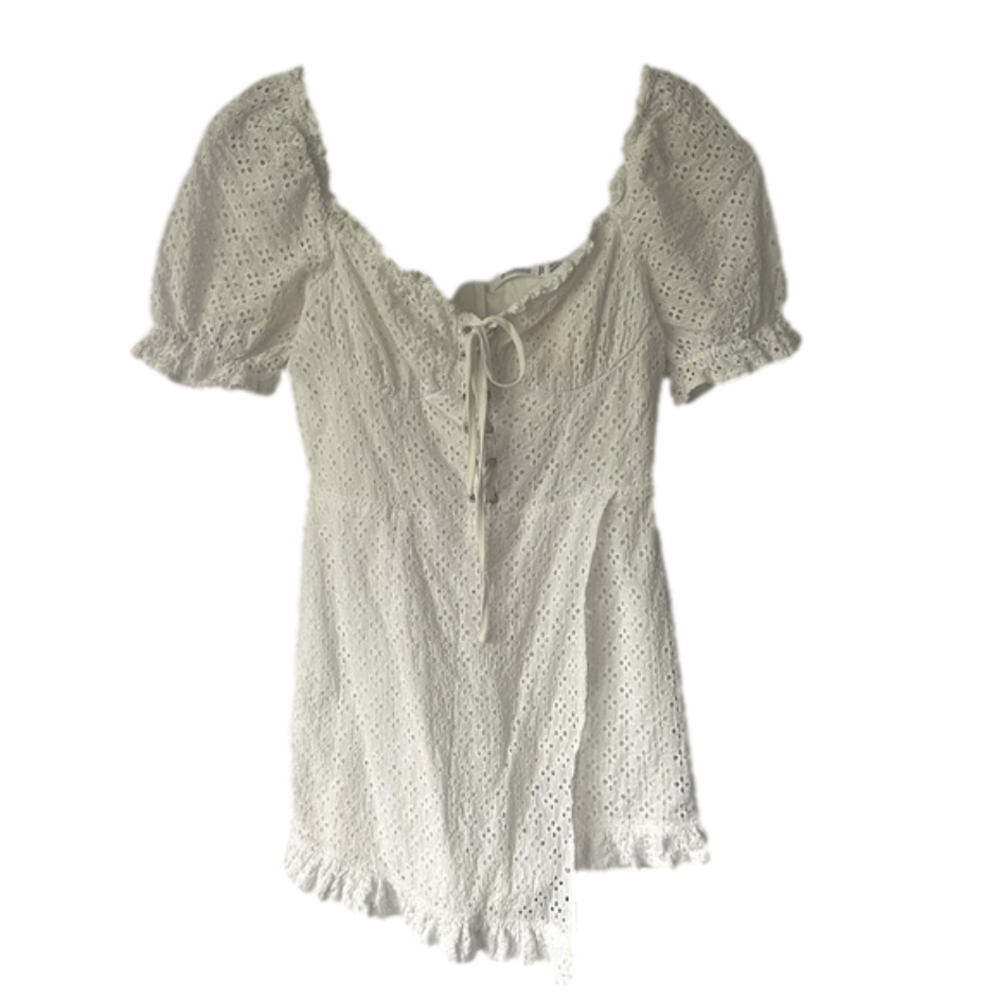 Missguided Eyelet Cotton Romper White Size 6